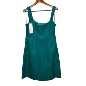 J. Crew Green Square Neck Dress with Pockets No Belt Size 16 NWT
